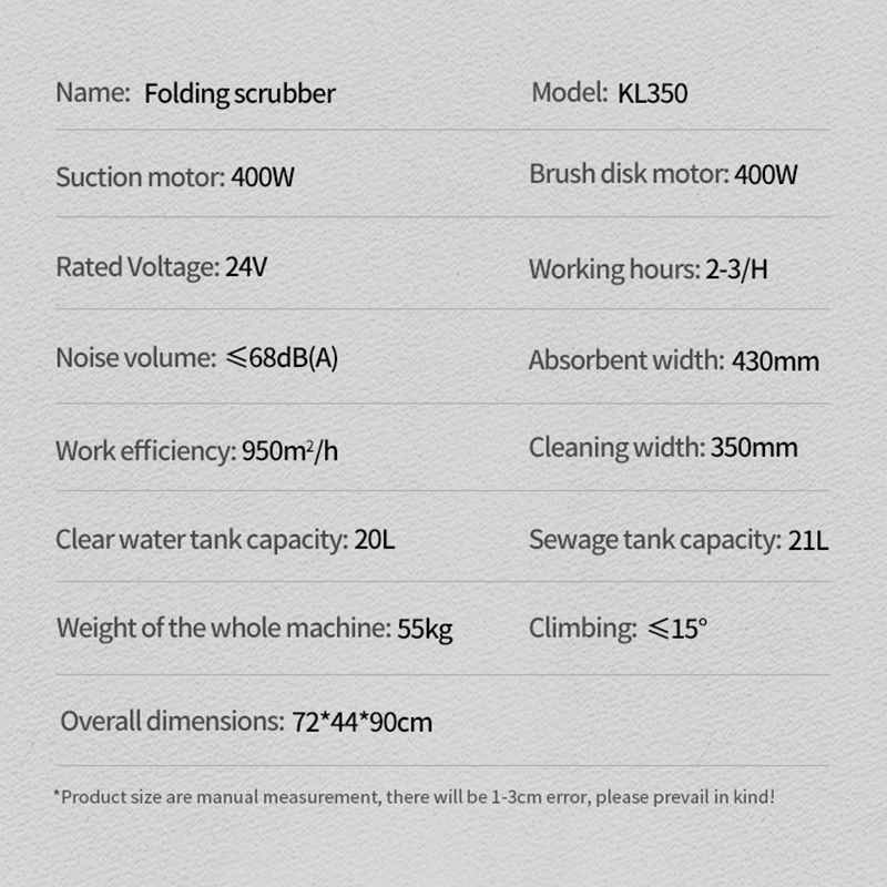 KL350 Collapsible Floor Cleaner Machine
