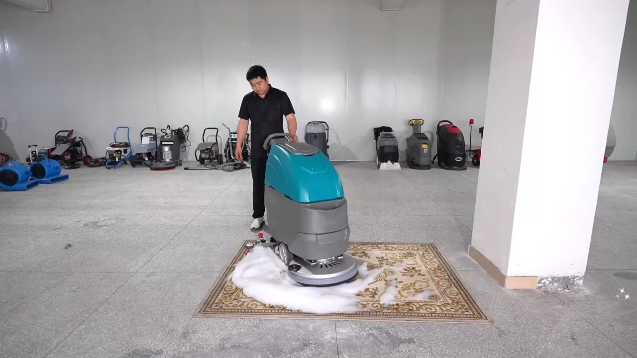 KJ55 Machinery Floor Sweeper Industrial Semi-auto Hand Push Floor Scrubber Dryer